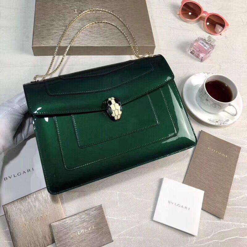 BVLGARI Serpenti Forever leather shoulder bag 35108 Green