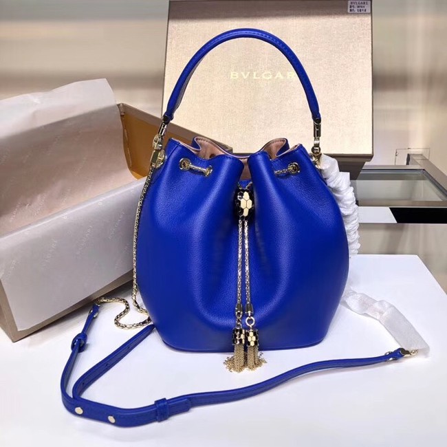 BVLGARI Serpenti Forever leather flap bag B287614 blue