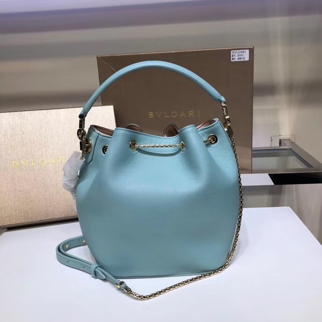 BVLGARI Serpenti Forever leather flap bag B287614 sky blue