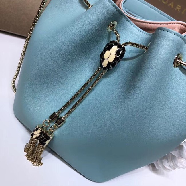 BVLGARI Serpenti Forever leather flap bag B287614 sky blue