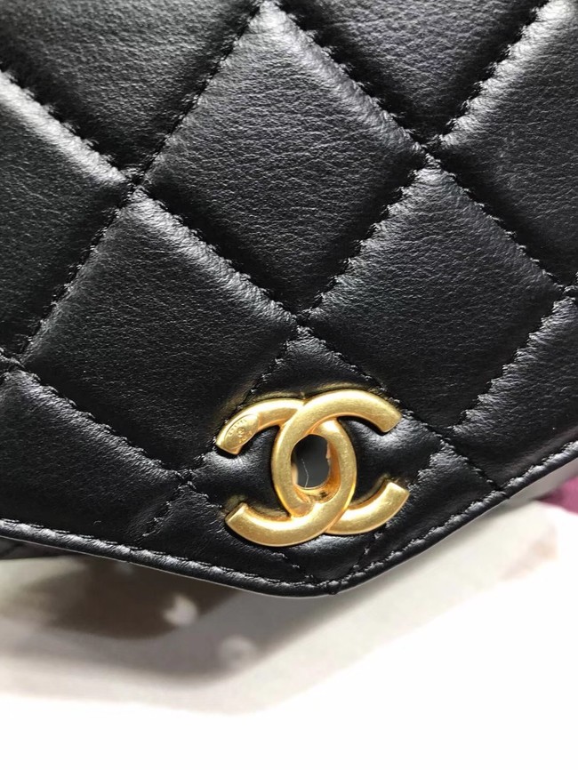 Chanel Sheepskin & gold-Tone Metal small Tote Bag AS0625 black