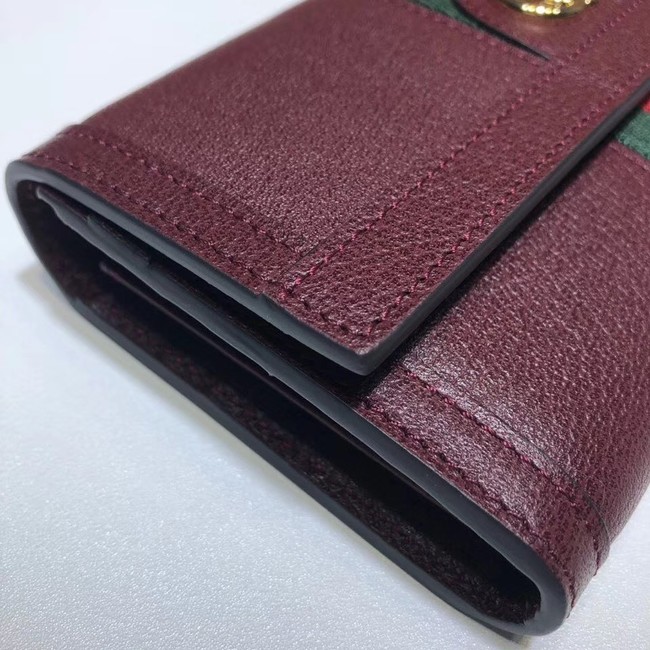 Gucci Ophidia leather wallet 523153 Wine