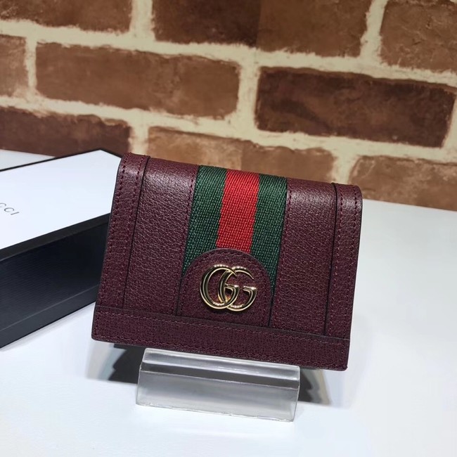 Gucci Ophidia leather wallet 523155 Wine