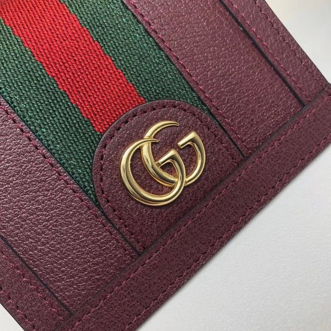 Gucci Ophidia leather wallet 523155 Wine