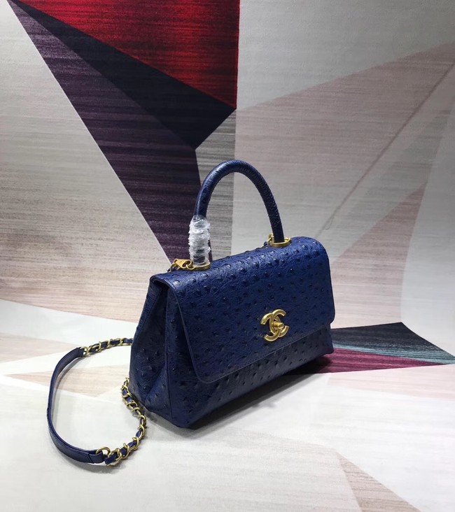 Chanel flap bag with top handle B93737 blue