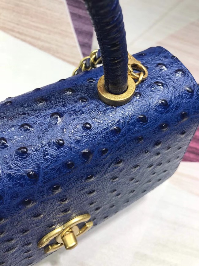 Chanel flap bag with top handle B93737 blue