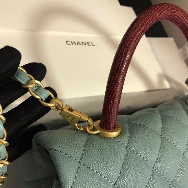 Chanel Small Flap Bag with Top Handle A92991 green