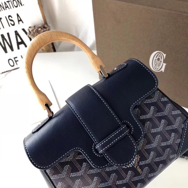 Goyard Calfskin Leather Mini Tote Bag 9955 dark blue