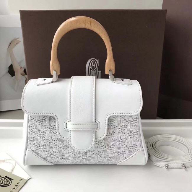 Goyard Calfskin Leather Mini Tote Bag 9955 white