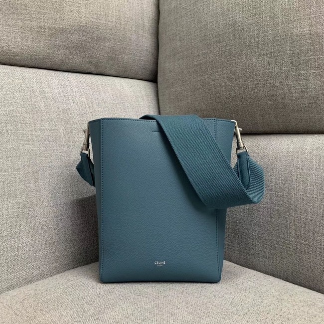 CELINE SANGLE SMALL BUCKET BAG IN SOFT GRAINED CALFSKIN 189303 BLUE