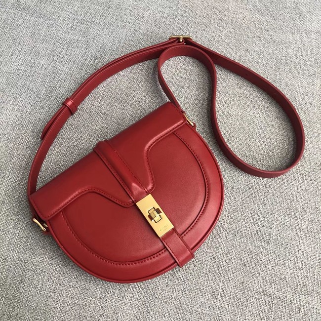 CELINE SMALL BESACE 16 BAG IN SATINATED CALFSKIN CROSS BODY 188013 RED