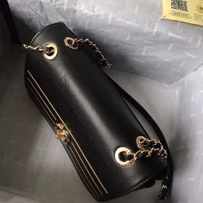 Chanel Calfskin & gold-Tone Metal AS0100 black