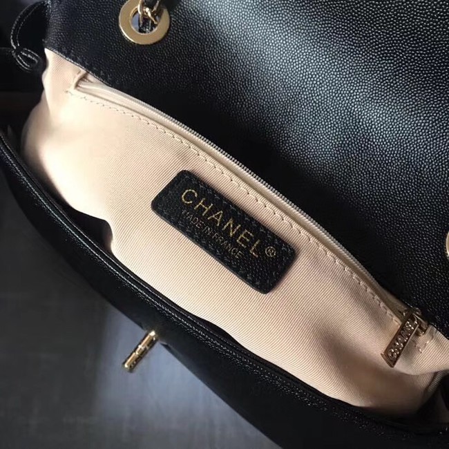 Chanel Calfskin & gold-Tone Metal AS0100 black