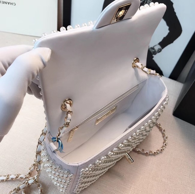 Chanel flap bag pearl bag A1116 White