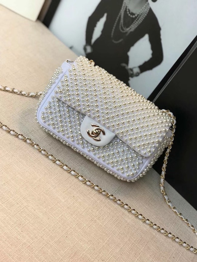 Chanel flap bag pearl bag A1116 White