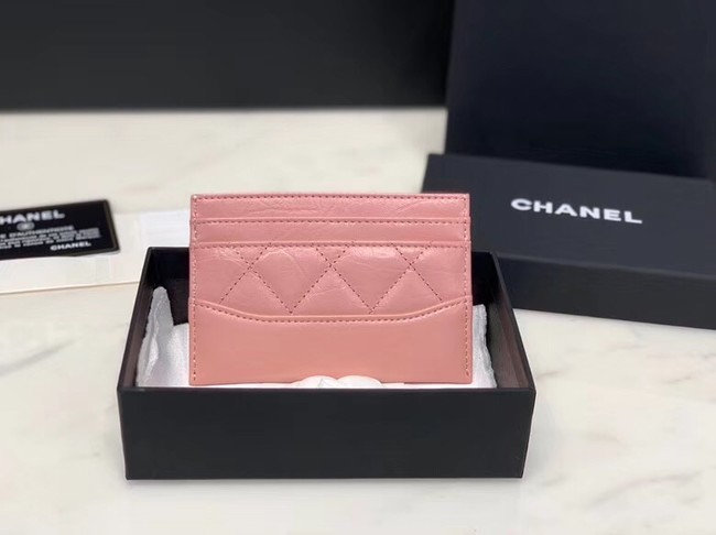 Chanel classic card holder Calfskin & Gold-Tone Metal A31510 pink