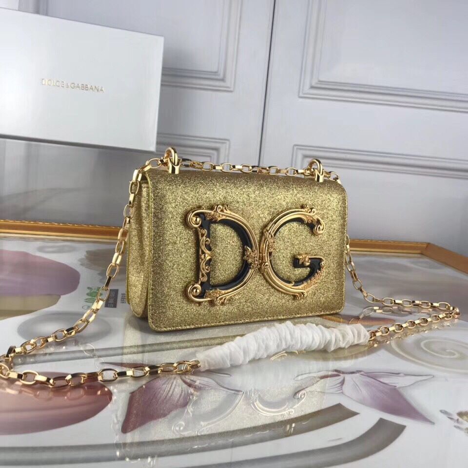 Dolce & Gabbana Original Leather Shoulder Bag BB6315 Gold