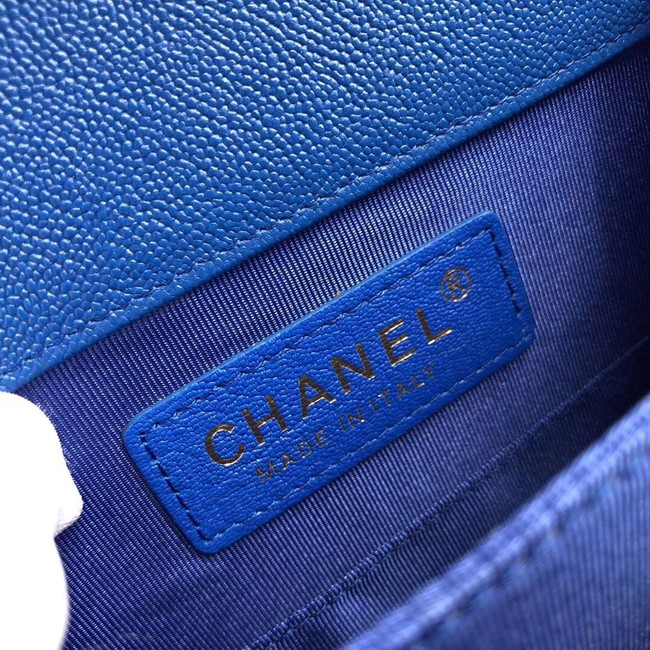 Boy chanel handbag Grained Calfskin & Gold-Tone Metal AS0130 blue