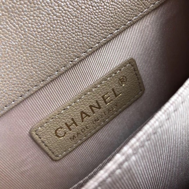 Boy chanel handbag Grained Calfskin & Gold-Tone Metal AS0130 brown