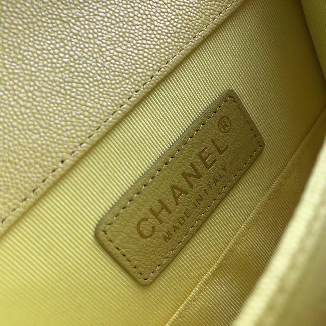 Boy chanel handbag Grained Calfskin & Gold-Tone Metal AS0130 lemon