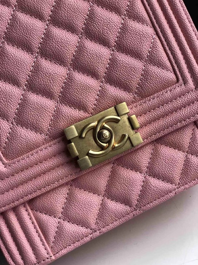 Boy chanel handbag Grained Calfskin & Gold-Tone Metal AS0130 pink