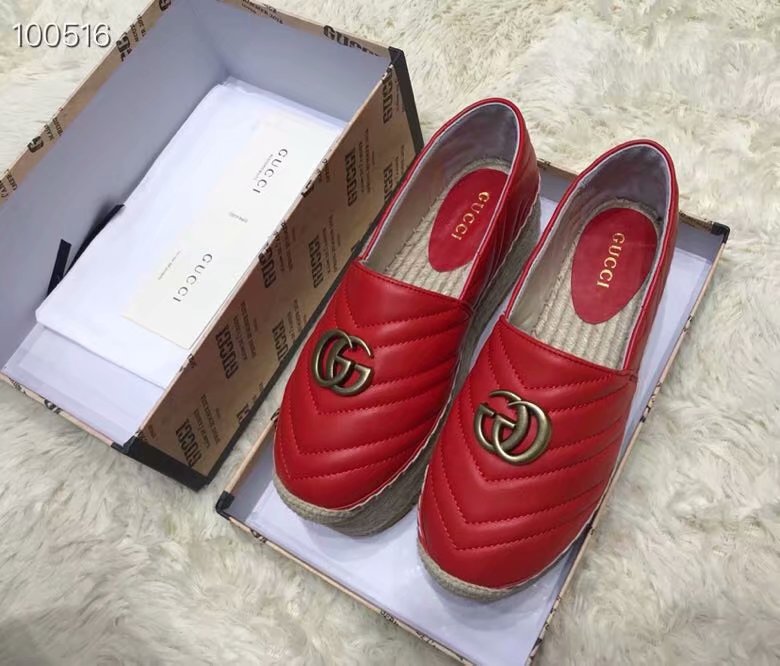 Gucci Chevron leather espadrille with Double G GG1507LRF red