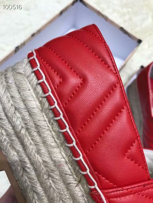 Gucci Chevron leather espadrille with Double G GG1507LRF red