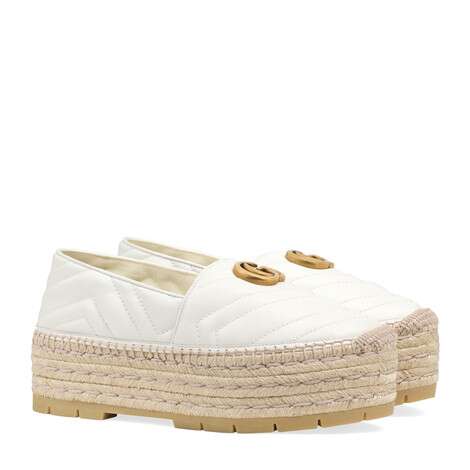 Gucci Chevron leather espadrille with Double G GG1507LRF white