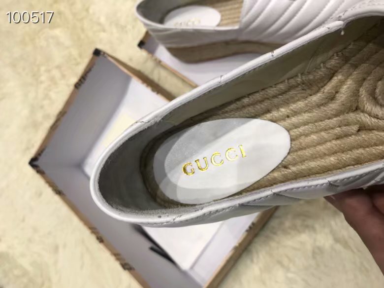 Gucci Chevron leather espadrille with Double G GG1507LRF white