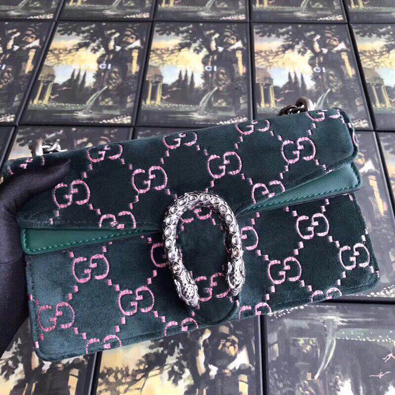 Gucci Dionysus GG velvet small shoulder bag 499623 green