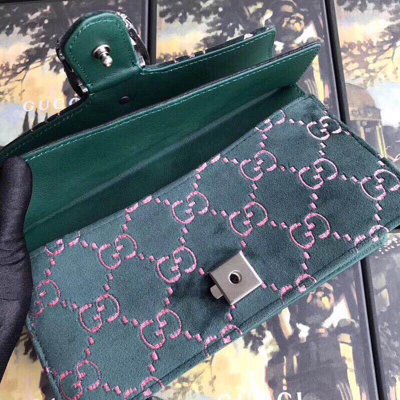 Gucci Dionysus GG velvet small shoulder bag 499623 green