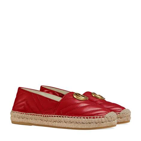 Gucci Leather espadrille with Double G GG1506LRF red