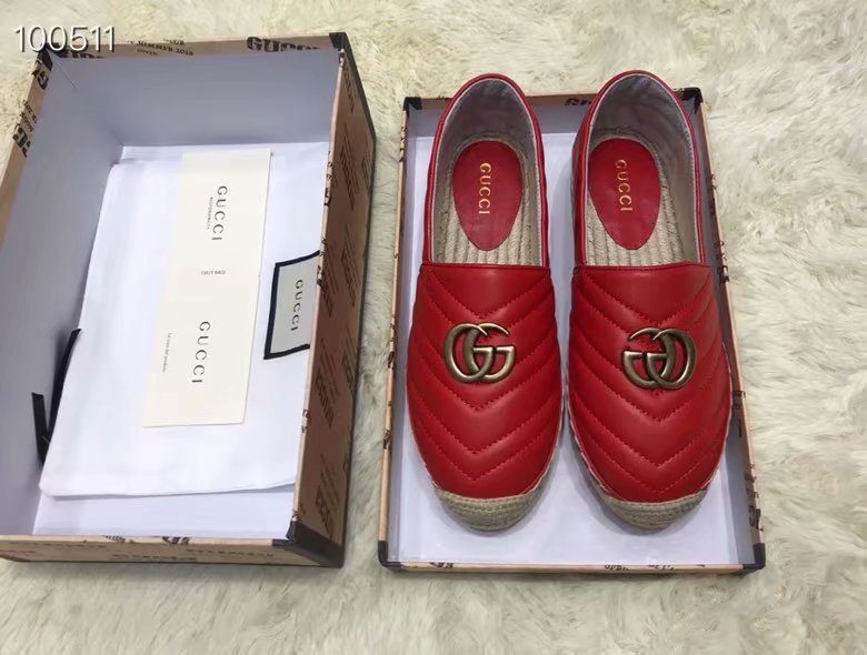 Gucci Leather espadrille with Double G GG1506LRF red