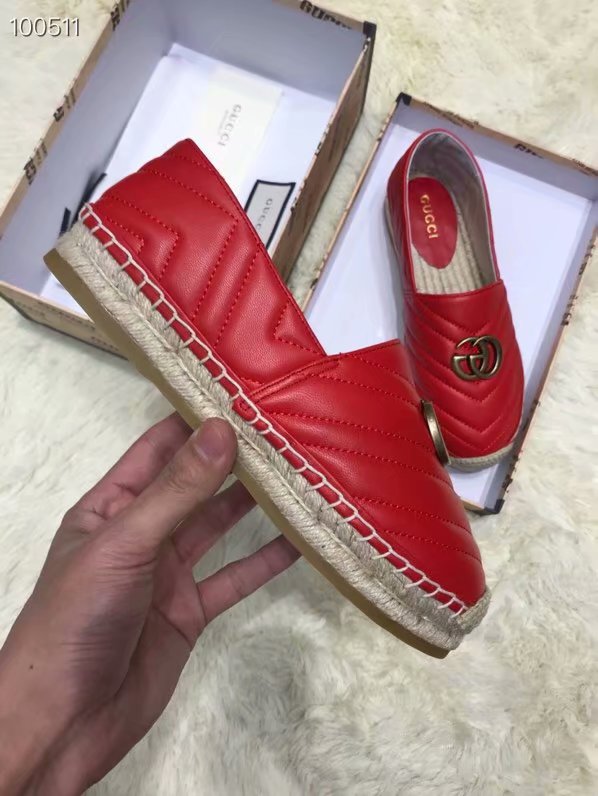 Gucci Leather espadrille with Double G GG1506LRF red