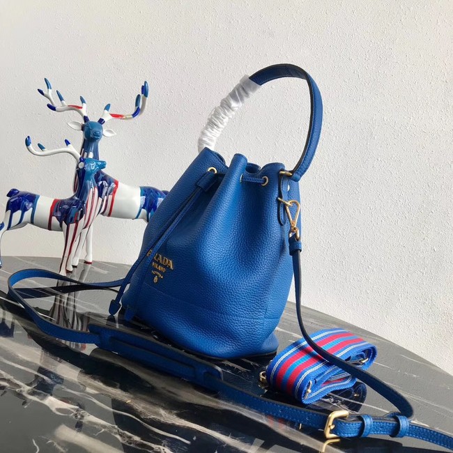 Prada Leather bucket bag 1BE018 blue