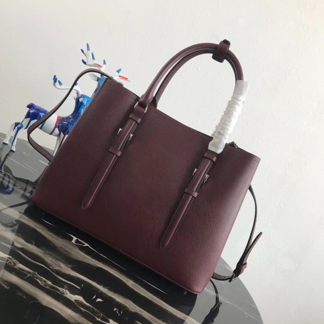 Prada Saffiano original Leather Tote Bag BN2838 Claret