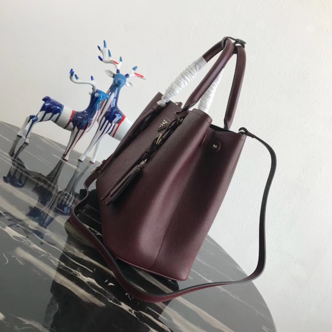 Prada Saffiano original Leather Tote Bag BN2838 Claret