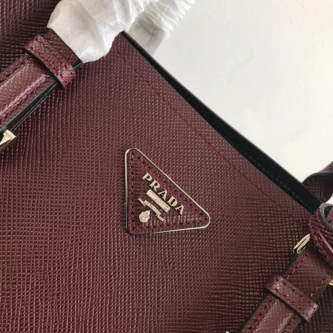 Prada Saffiano original Leather Tote Bag BN2838 Claret