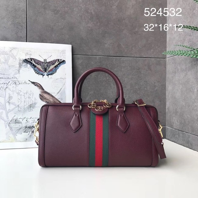 Gucci Ophidia medium top handle bag 524532 Burgundy