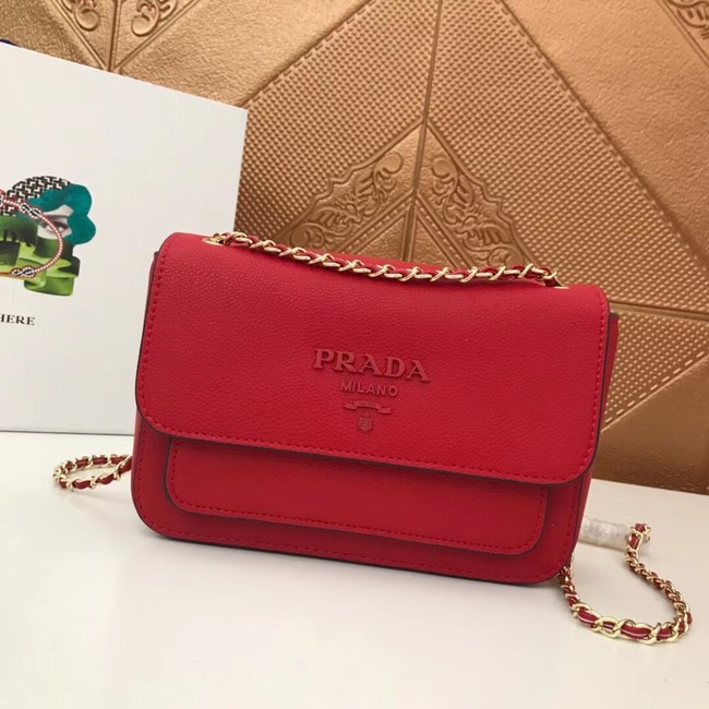 Prada Calf leather shoulder bag 3011 red