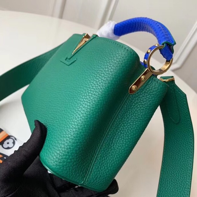 Louis vuitton original taurillon leather Capucines Mini N95509 green