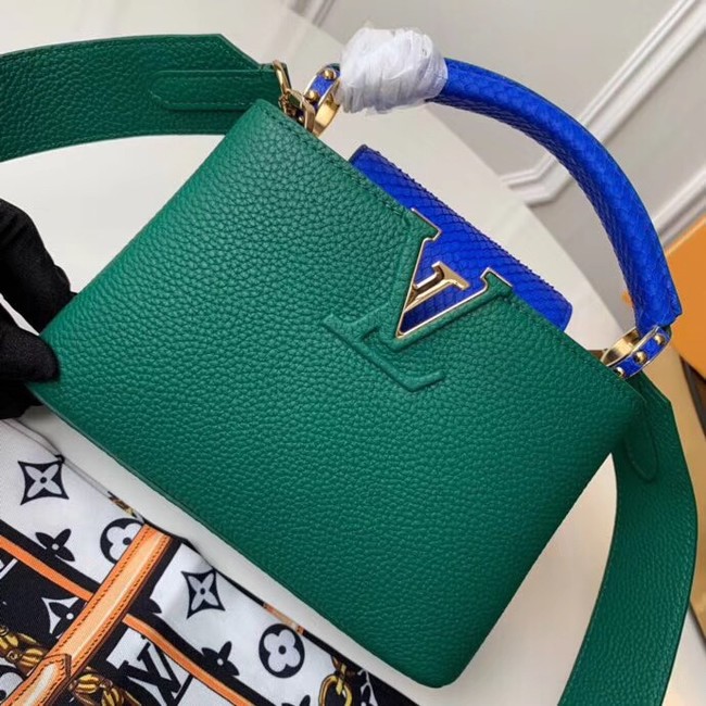 Louis vuitton original taurillon leather Capucines Mini N95509 green