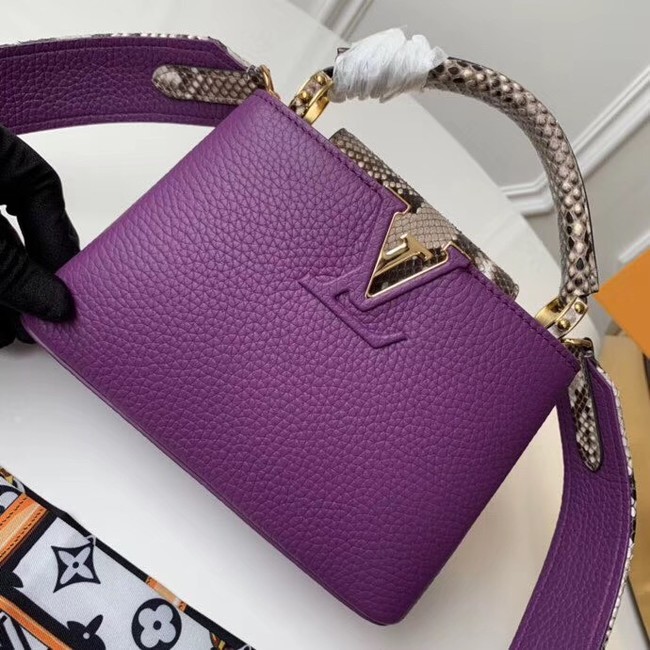 Louis vuitton original taurillon leather Capucines Mini N95509 purple