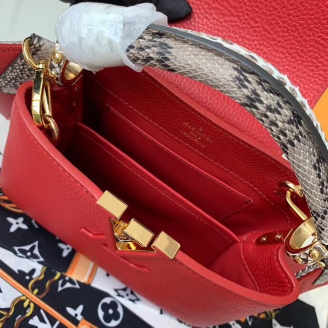 Louis vuitton original taurillon leather Capucines Mini N95509 red