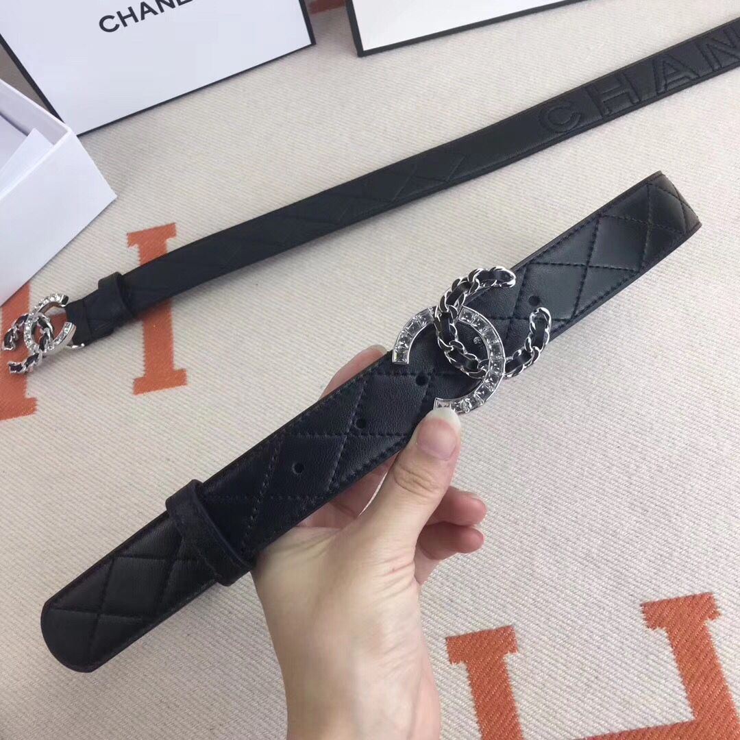 Chanel Calf Leather Belt Wide with 30mm 56610