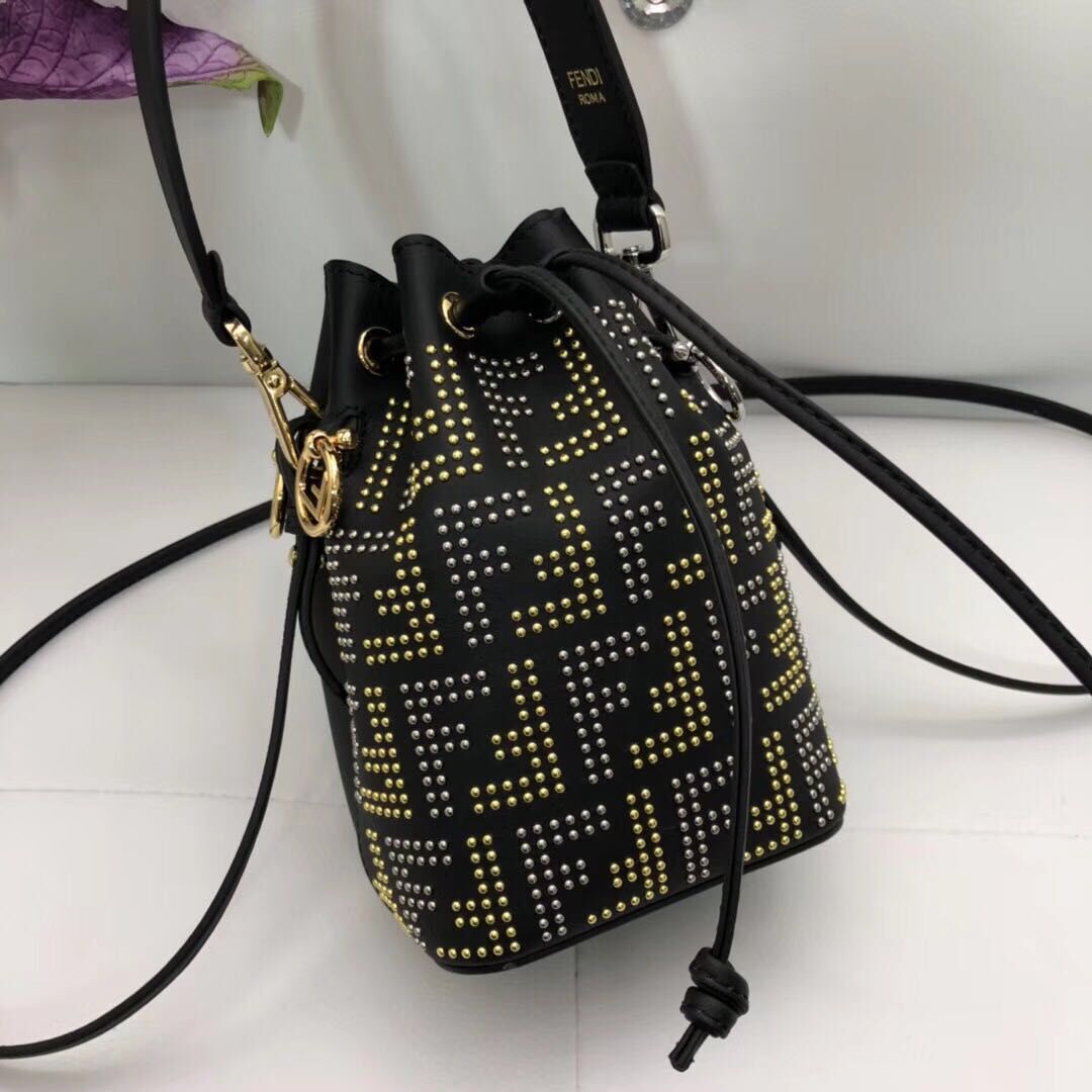 Fendi leather Mini Handbag 8BS010 black