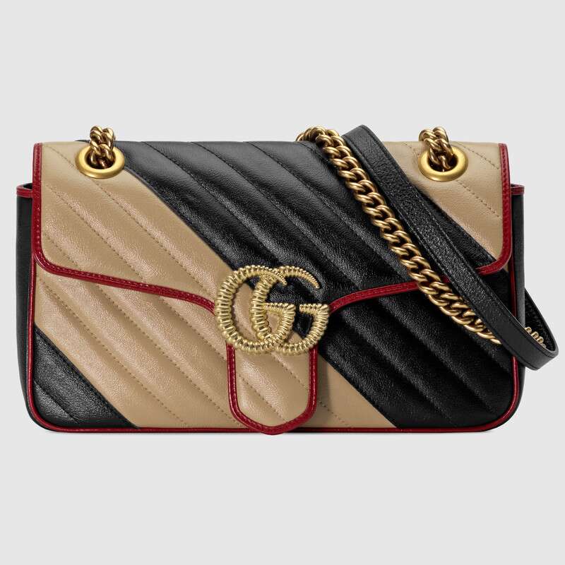 Gucci GG Marmont small shoulder bag 443497 Beige and black