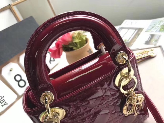 Dior MINI LADY DIOR CALFSKIN BAG M0505O burgundy