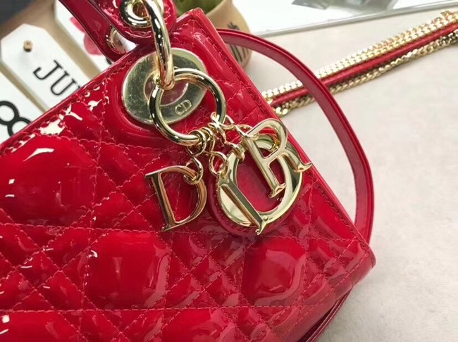 Dior MINI LADY DIOR CALFSKIN BAG M0505O cherry red