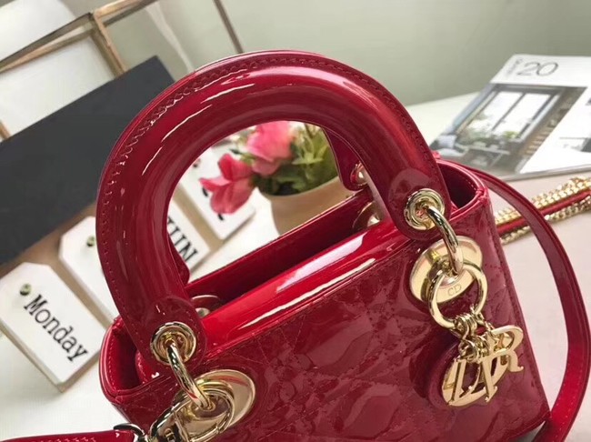 Dior MINI LADY DIOR CALFSKIN BAG M0505O cherry red